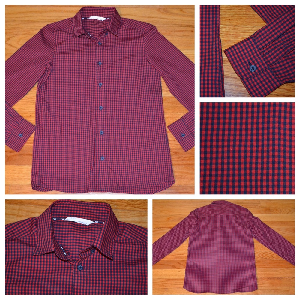 Youth boys H&M plaid long-sleeve button-down, size 11-12Y (H&M sz fits like 12)